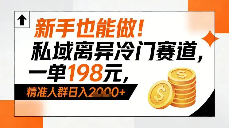 新手也能做！私域离异冷门赛道，一单198，精准人群日入1k+-优优云创网