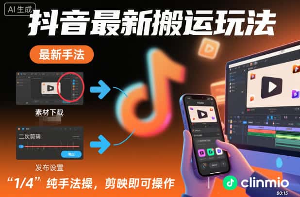 抖音最新搬运玩法，纯手法操作，剪映即可操作-优优云创网
