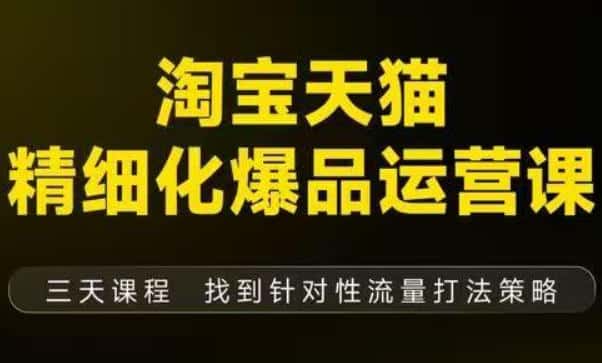 淘宝天猫精细化爆品运营(9月12-14杭州线下课),全方位拆解爆品打造逻辑【音频+字幕+文档】 淘宝天猫精细化爆品运营(9月12-14杭州线下课),全方位拆解爆品打造逻辑【音频+字幕+文档】