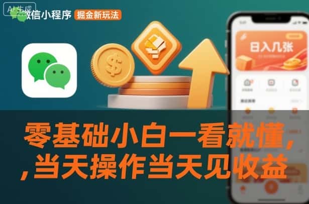 微信小程序掘金新玩法,日入几张,零基础小白一看就懂,当天操作当天见收益【揭秘】 微信小程序掘金新玩法,日入几张,零基础小白一看就懂,当天操作当天见收益【揭秘】