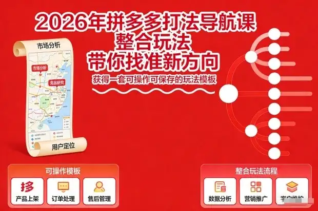 2026年拼多多打法导航课,整合玩法,带你找准新方向,获得一套可操作可保存的玩法模板 2026年拼多多打法导航课,整合玩法,带你找准新方向,获得一套可操作可保存的玩法模板