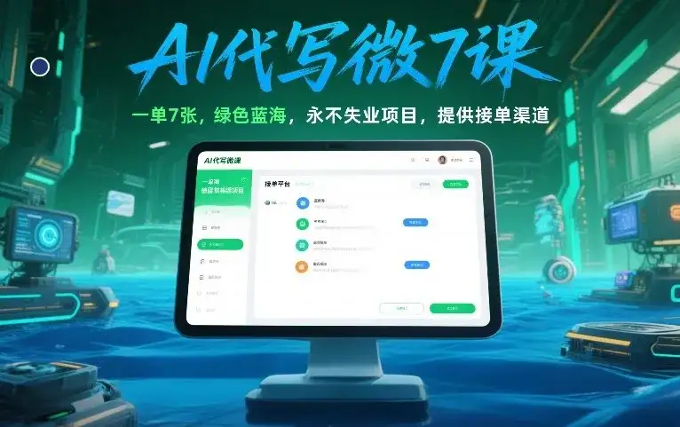 AI代写微课,一单7张,绿色蓝海,永不失业项目,提供接单渠道! AI代写微课,一单7张,绿色蓝海,永不失业项目,提供接单渠道!
