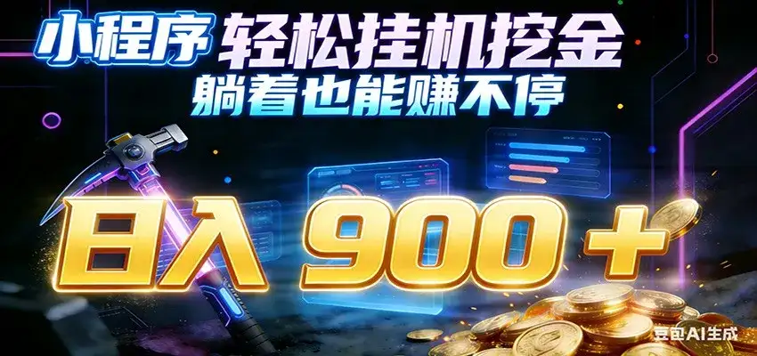 小程序挂机挖金，自动赚金币换现金，多号并行日入900+，轻松搞副业-优优云创网