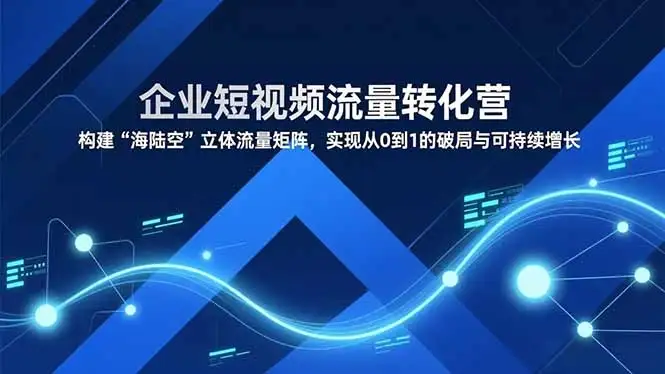 【精】企业短视频流量转化营,构建“海陆空”立体流量矩阵,实现从0到1的破局与可持续增长-优优云创网