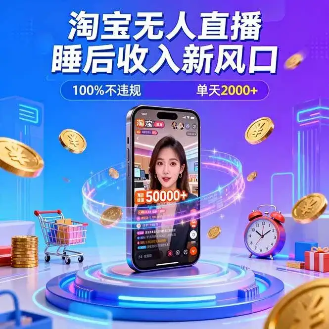 （16822期）淘宝无人直播，不违规不封号，直播100小时卖了5万，年底旺季！-优优云创网