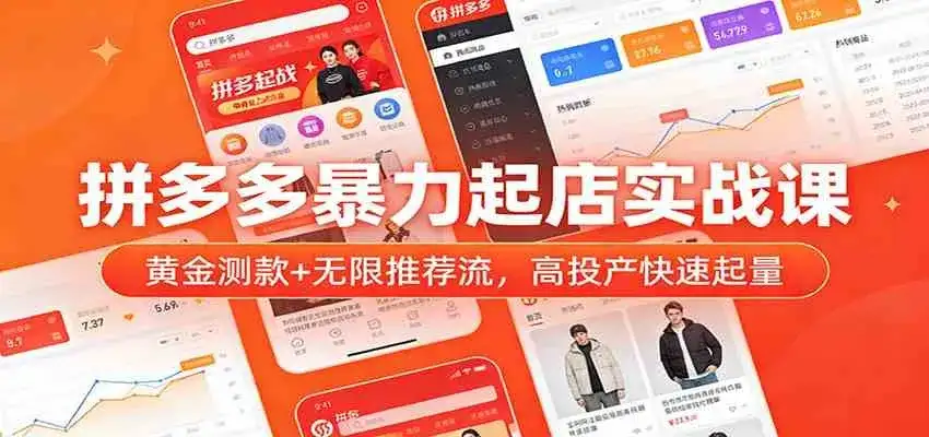 拼多多暴力起店实战课:黄金测款+无限推荐流,高投产快速起量-优优云创网