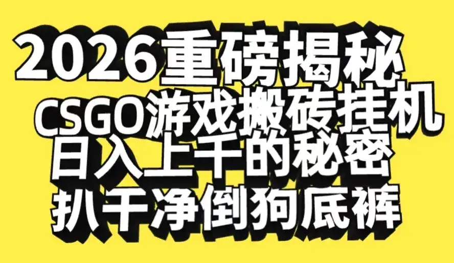 2026开年重磅解密，CSGO游戏搬砖挂机日入上千的秘密，把倒狗的底裤扒干-优优云创网