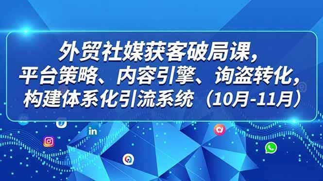 (16786期)外贸 社媒获客破局课,平台策略、内容引擎、询盘转化,构建体系化引流系统(10月-11月) (16786期)外贸 社媒获客破局课,平台策略、内容引擎、询盘转化,构建体系化引流系统(10月-11月)