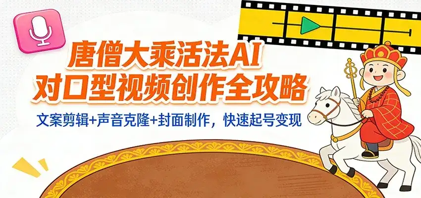 “大乘活法”AI对口型视频创作全攻略:文案剪辑+声音克隆+封面制作,快速起号变现 “大乘活法”AI对口型视频创作全攻略:文案剪辑+声音克隆+封面制作,快速起号变现