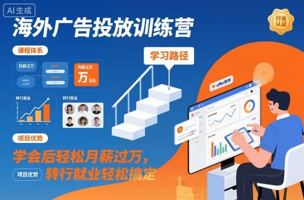 海外广告投放训练营，学会后轻松月薪过万，转行就业轻松搞定-优优云创网
