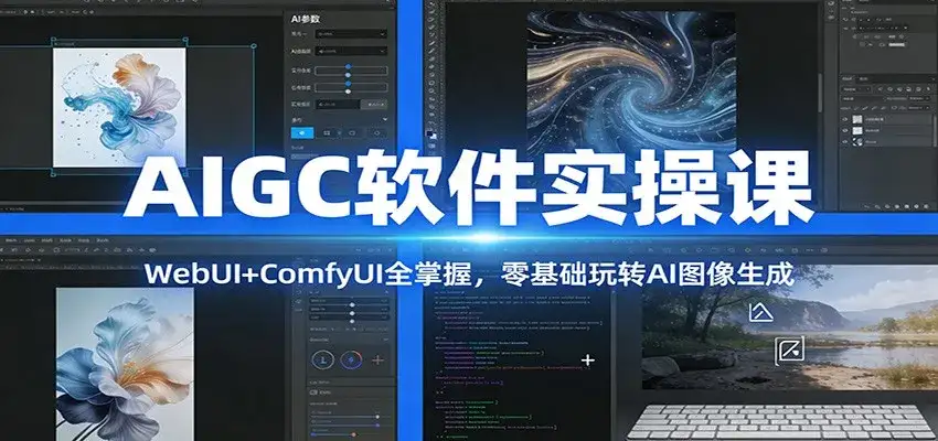 AIGC软件实操课:WebUI+ComfyUI全掌握,零基础玩转AI图像生成-优优云创网