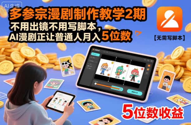 多参宗漫剧制作教学2期,不用出镜不用写脚本,AI漫剧正让普通人月入5位数 多参宗漫剧制作教学2期,不用出镜不用写脚本,AI漫剧正让普通人月入5位数