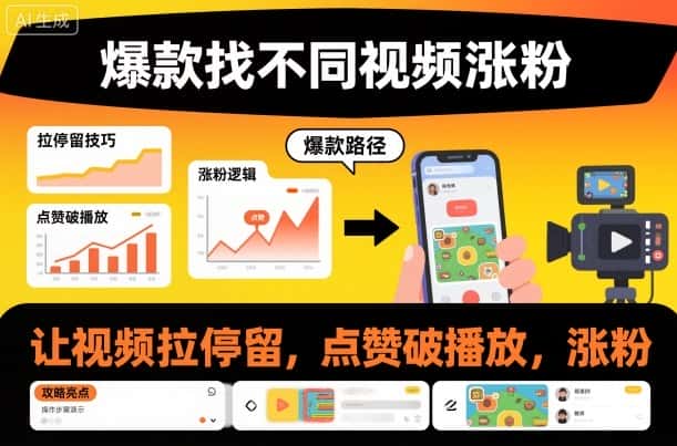 爆款找不同视频涨粉，让视频拉停留，实现点赞，破播放，涨粉-优优云创网