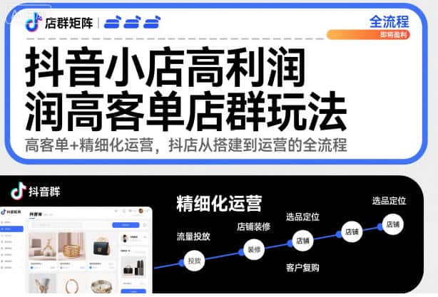 抖音小店高利润高客单店群玩法，高客单+精细化运营，抖店从搭建到运营的全流程-优优云创网