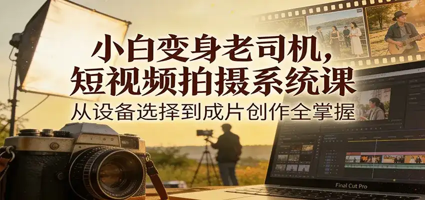 小白变身老司机，短视频拍摄系统课，从设备选择到成片创作全掌握-优优云创网