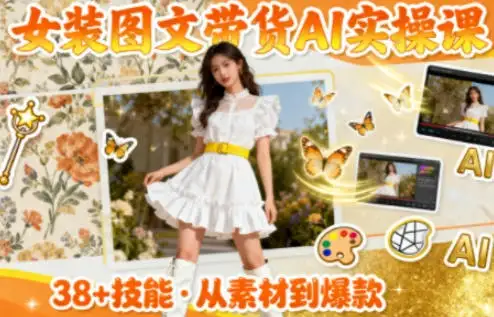 【精】女装图文带货的AI实操课，覆盖38个实用技能，快速提升素材制作效率-优优云创网