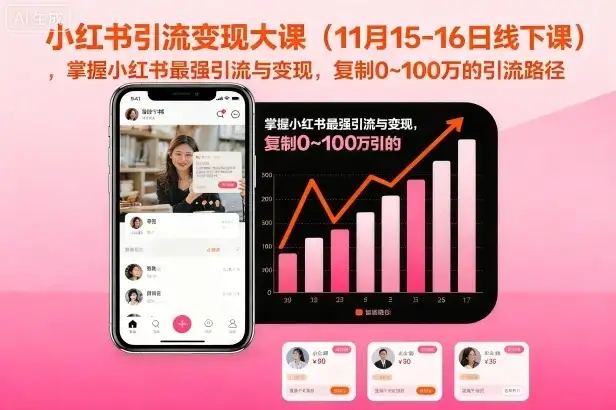 【精】小红书引流变现大课(11月15-16日线下课),掌握小红书最强引流与变现,复制0~100万的引流路径 【精】小红书引流变现大课(11月15-16日线下课),掌握小红书最强引流与变现,复制0~100万的引流路径