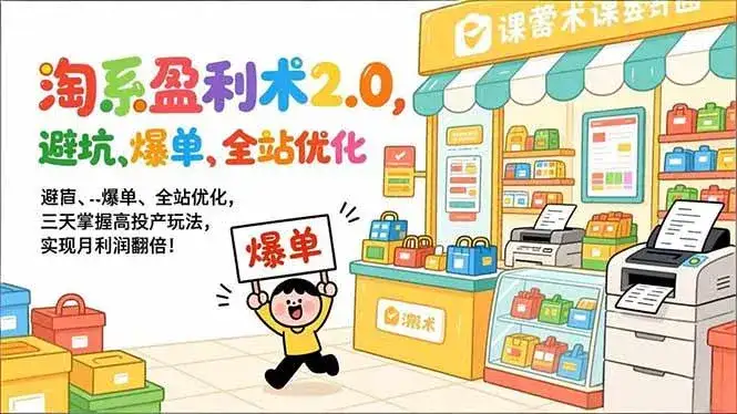 （17127期）淘系盈利术2.0，避坑、爆单、全站优化，三天掌握高投产玩法，实现月利润翻倍！-优优云创网
