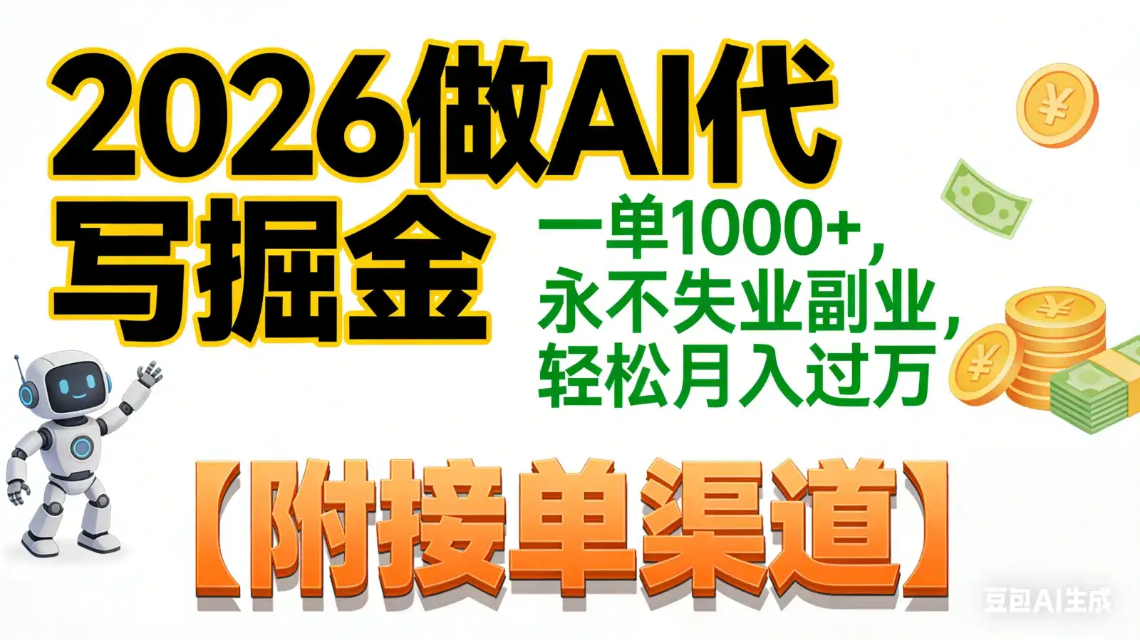2026做AI代写掘金，一单1000+，永不失业副业，轻松月入过万,【附接单渠道】-优优云创网