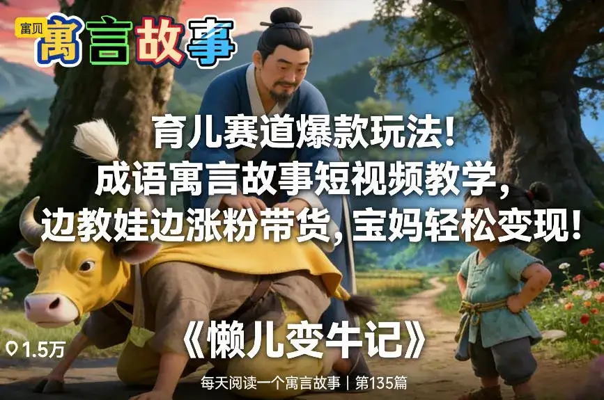 育儿赛道爆款玩法!成语寓言故事短视频教学,边教娃边涨粉带货,宝妈轻松变现!-优优云创网