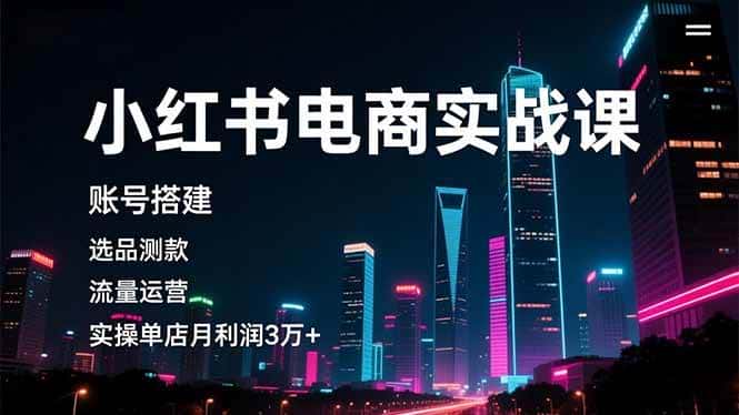 (16615期)小红书电商实战课,账号搭建,选品测款,流量运营,实操月利润3万+ (16615期)小红书电商实战课,账号搭建,选品测款,流量运营,实操月利润3万+