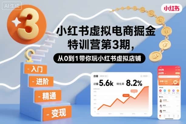 小红书虚拟电商掘金特训营第3期,从0到1带你玩小红书虚拟店铺 小红书虚拟电商掘金特训营第3期,从0到1带你玩小红书虚拟店铺