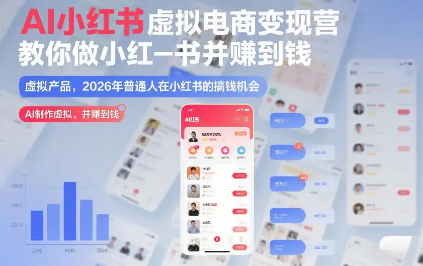AI小红书虚拟电商变现营,教你做小红书并賺到钱,虚拟产品,2026年普通人在小红书的搞钱机会(更新中) AI小红书虚拟电商变现营,教你做小红书并賺到钱,虚拟产品,2026年普通人在小红书的搞钱机会(更新中)