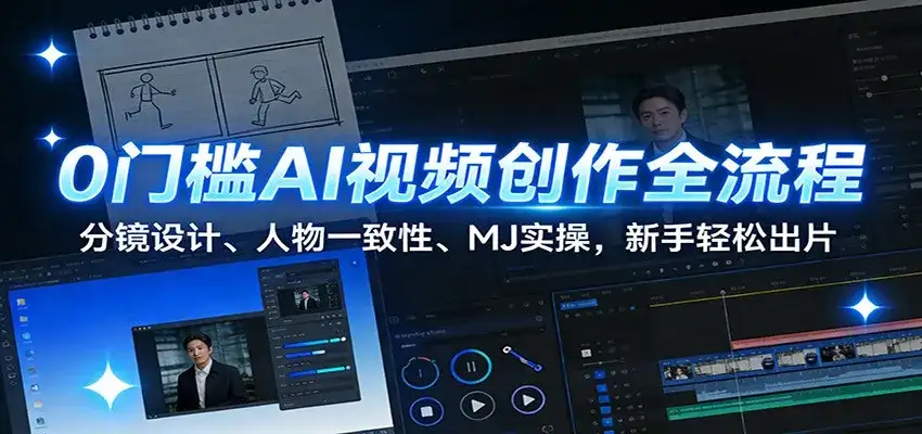 0门槛AI视频创作全流程:分镜设计、人物一致性、MJ实操,新手轻松出片 0门槛AI视频创作全流程:分镜设计、人物一致性、MJ实操,新手轻松出片