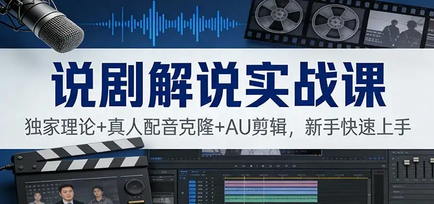 说剧解说实战课:独家理论+真人配音克隆+AU剪辑,新手快速上手 说剧解说实战课:独家理论+真人配音克隆+AU剪辑,新手快速上手