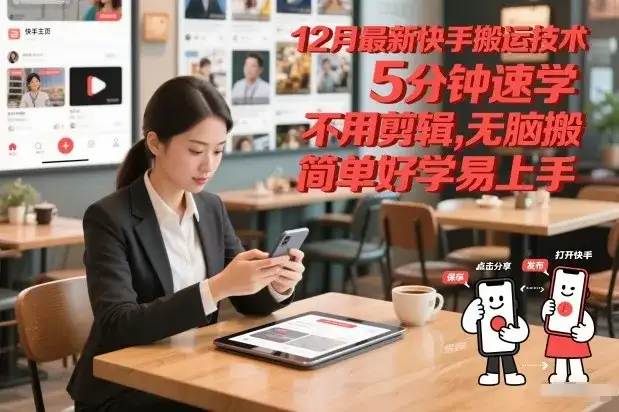 12月最新快手搬运技术，5分钟速学，不用剪辑无脑搬，简单好学易上手-优优云创网