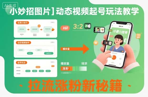 小妙招图片＋动态视频起号玩法教学，拉流涨粉新秘籍-优优云创网
