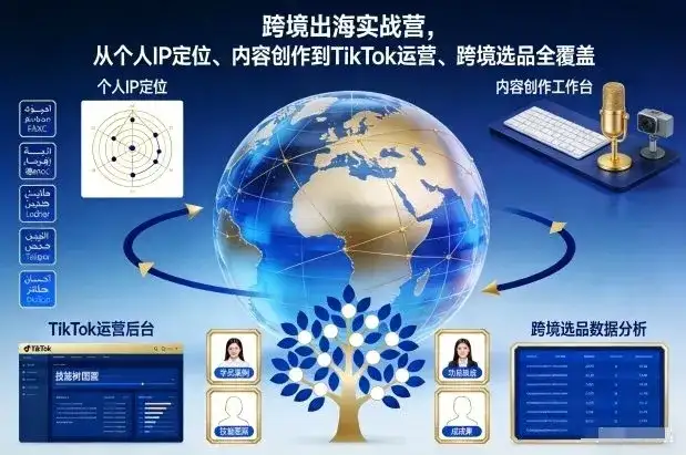【精】跨境出海实战营，从个人IP定位、内容创作到TikTok运营、跨境选品全覆盖-优优云创网