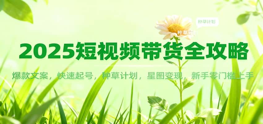 2025短视频带货全攻略：爆款文案，快速起号，种草计划，星图变现，新手零门槛上手-优优云创网