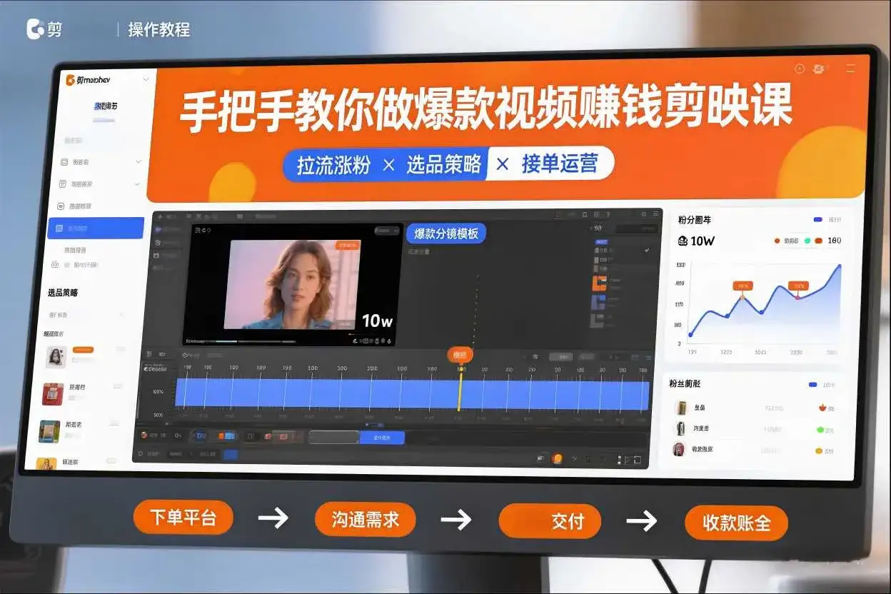 手把手教你做爆款视频赚钱剪映课,手把手教学拉流涨粉、选品策略和接单运营(更新2026) 手把手教你做爆款视频赚钱剪映课,手把手教学拉流涨粉、选品策略和接单运营(更新2026)