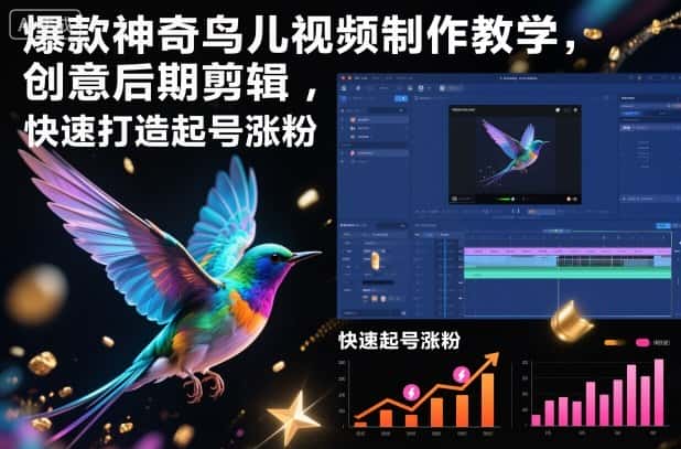 爆款神奇鸟儿视频制作教学，创意后期剪辑，快速打造起号涨粉-优优云创网