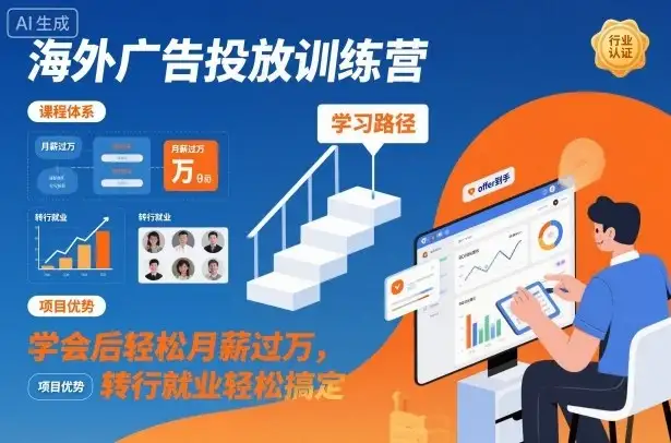 【精】海外广告投放训练营，学会后轻松月薪过万，转行就业轻松搞定-优优云创网