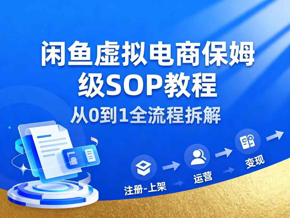 闲鱼虚拟电商，月入轻松过1W，保姆级SOP教程-优优云创网