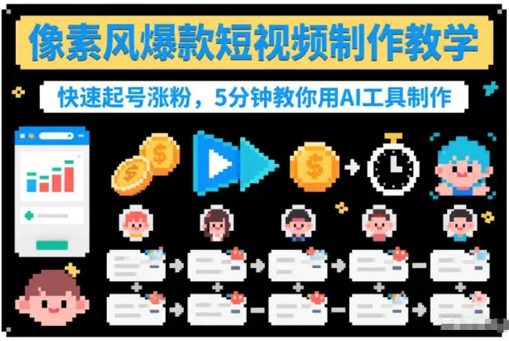 像素风爆款短视频制作教学,快速起号涨粉,5分钟教你用AI工具制作 像素风爆款短视频制作教学,快速起号涨粉,5分钟教你用AI工具制作