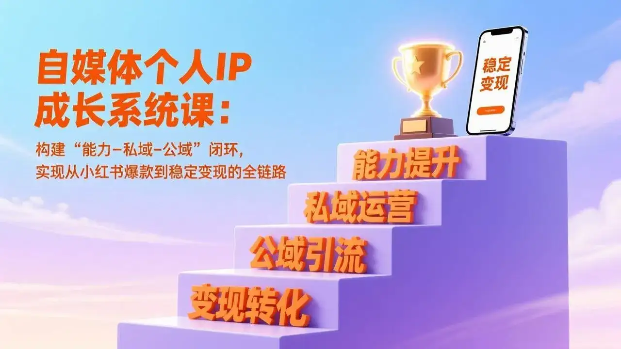 (17192期)自媒体个人IP成长系统课:构建“能力-私域-公域”闭环,实现从小红书爆款到稳定变现的全链路 (17192期)自媒体个人IP成长系统课:构建“能力-私域-公域”闭环,实现从小红书爆款到稳定变现的全链路