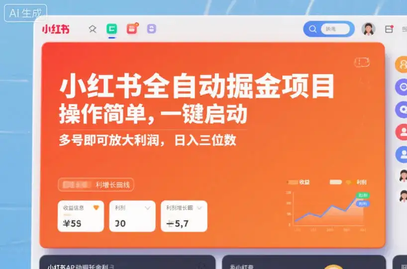 小红书全自动掘金项目,操作简单,一键启动,多号即可放大利润,日入三位数【揭秘】 小红书全自动掘金项目,操作简单,一键启动,多号即可放大利润,日入三位数【揭秘】