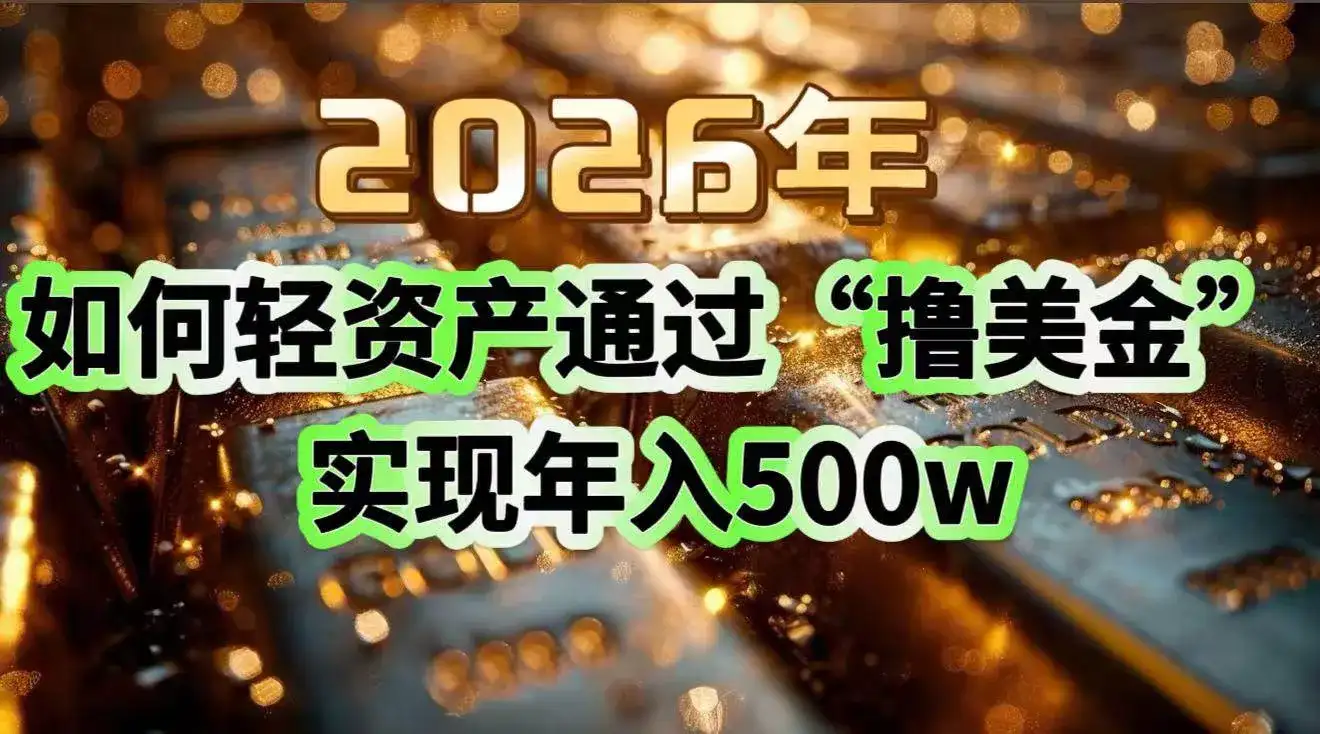 （17033期）2026年如何轻资产通过“撸美金”实现年入500w-优优云创网