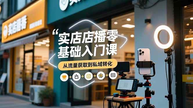 （16733期）实体店播零基础入门课，实体店+短视频+直播+微信生态+私域社群，从流量获取到私域转化-优优云创网