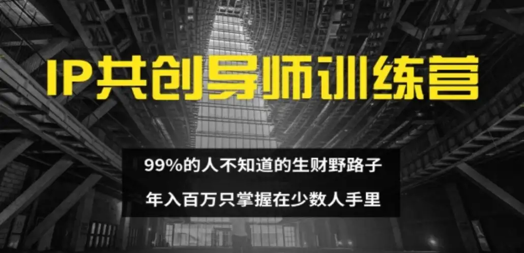 IP共创导师训练营 99%的人不知道的生财野路子 只掌握在少数人手里-优优云创网