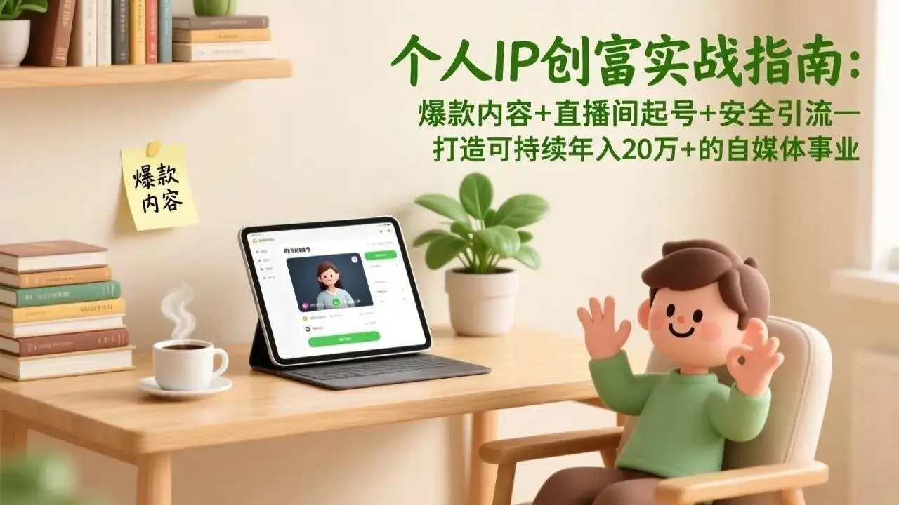 【精】个人IP创富实战指南：爆款内容+直播间起号+安全引流，打造可持续年入20万+的自媒体事业-优优云创网