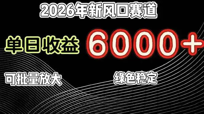 （17135期）2026年新风口赛道，当日6000+以上，可批量放大，月收入20万+，长期绿色稳定的项目-优优云创网