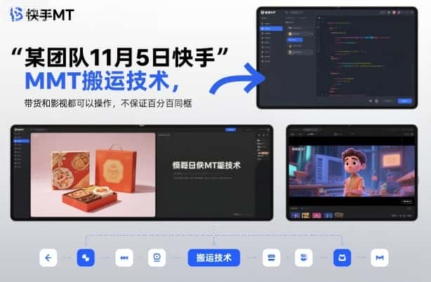 某团队11月5日快手MT搬运技术，带货和影视都可以操作，不保证百分百同框，自测-优优云创网