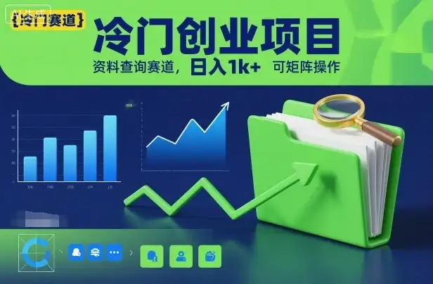 冷门创业项目，资料查询赛道，日入1k+，可矩阵操作-优优云创网