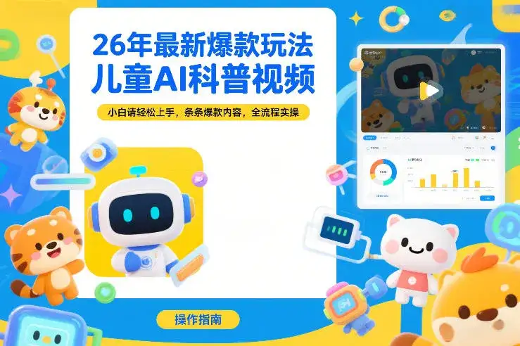 26年最新爆款玩法,儿童AI科普视频,小白请轻松上手,条条爆款内容,全流程实操-优优云创网