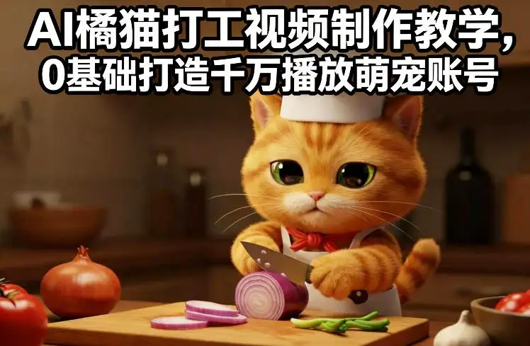 AI橘猫打工视频制作教学,流量狂飙,0基础打造千万播放萌宠账号 AI橘猫打工视频制作教学,流量狂飙,0基础打造千万播放萌宠账号