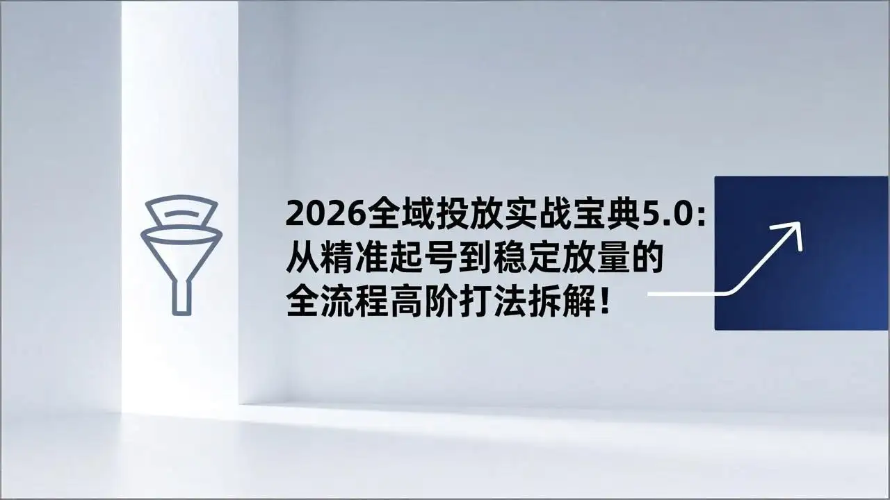 2026全域投放实战宝典5.0:从精准起号到稳定放量的全流程高阶打法拆解! 2026全域投放实战宝典5.0:从精准起号到稳定放量的全流程高阶打法拆解!
